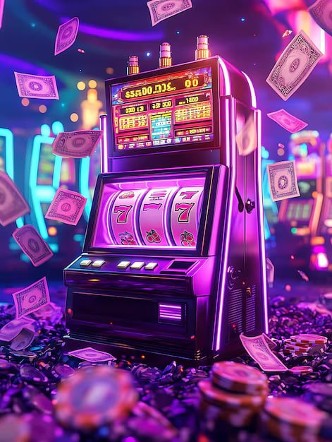 Visual game slot modern dengan tema cyber neon di dafatoto
